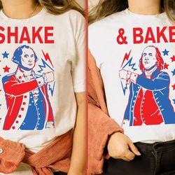 shake & bake matching 4th of july shirts for kids, fourth of july toddler graphic tee, natural retro t-shirt