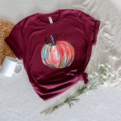 Watercolor Pumpkin Tshirt, Colorful Pumpkin Shirt, Watercolor Pumpkins, Thanksgiving Shi