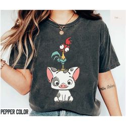hei hei and pua shirt, comfort colors disney moana shirt, disney shirt, disneyland shirt, disney world shirt, matching f