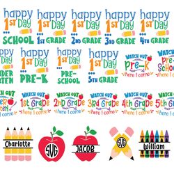 back to school svg bundle, hello school svg, teacher svg, school supplies, kindergarten svg, grade svg digital download