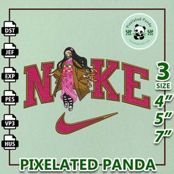 nike nezuko embroidery design file, demon slayer anime embroidery design, machine embroidery design file, instant downlo