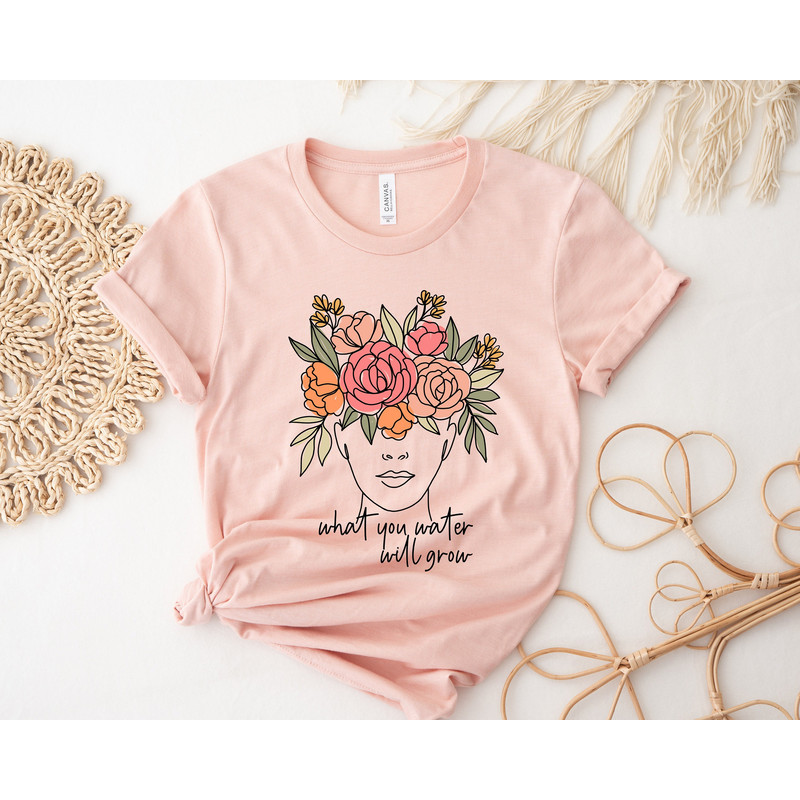 What You Water Will Grow Floral Brain Shirt,Floral Brain Shirt,Improve Yourself Shirt,Mental Health Matters Tee,Do Something Better Shirt - 1.jpg