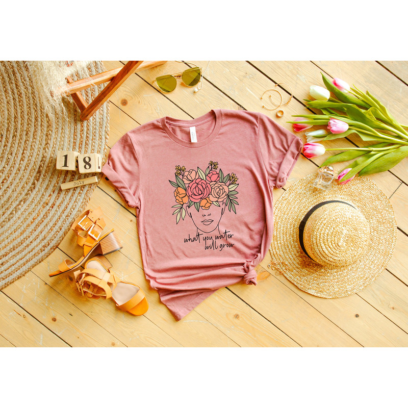 What You Water Will Grow Floral Brain Shirt,Floral Brain Shirt,Improve Yourself Shirt,Mental Health Matters Tee,Do Something Better Shirt - 3.jpg