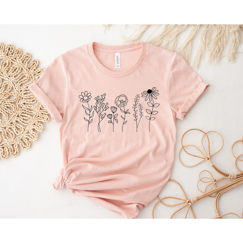 Wild Flowers Shirt,Wildflower Tshirt,Floral Shirt,Botanical Shirt,Flower Shirt,Nature Lover Shirt,Ladies Shirts,Flower Tee,Boho Floral Shirt - 1.jpg