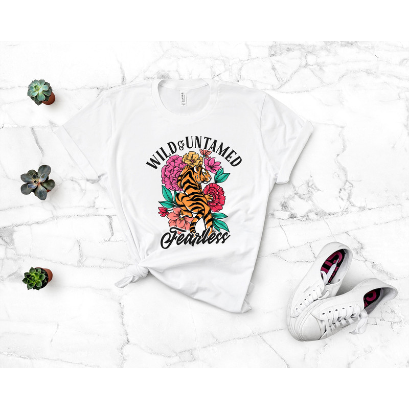 Wild&Untamed Fearless Tiger Shirt,Tiger Shirt,Wild Tiger Shirt,Wild Life Tee,Floral Tiger Shirt,Vintage Tiger Shirt,Tiger Claw Shirt - 2.jpg