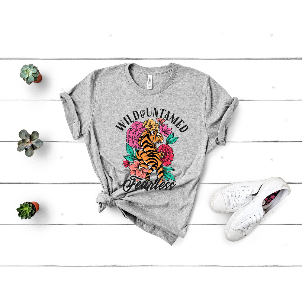 Wild&Untamed Fearless Tiger Shirt,Tiger Shirt,Wild Tiger Shirt,Wild Life Tee,Floral Tiger Shirt,Vintage Tiger Shirt,Tiger Claw Shirt - 3.jpg