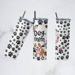paw dog tumbler, dog mom wrap straight tapered skinny tumbler, dog mom sublimation wrap skinny tumbler