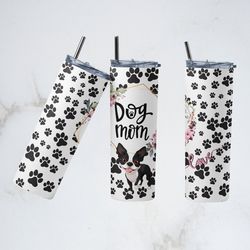 paw dog tumbler, dog mom wrap straight tapered skinny tumbler, dog mom personalized sublimation wrap skinny tumbler
