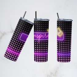retro inspire tumbler, retro inspire straight skinny tumbler, retro inspire neon sublimation wrap skinny tumbler