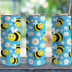 happy summer bees tumbler, happy tumbler, happy skinny tumbler