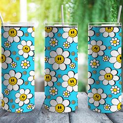 happy summer daisies tumbler, happy tumbler, happy skinny tumbler
