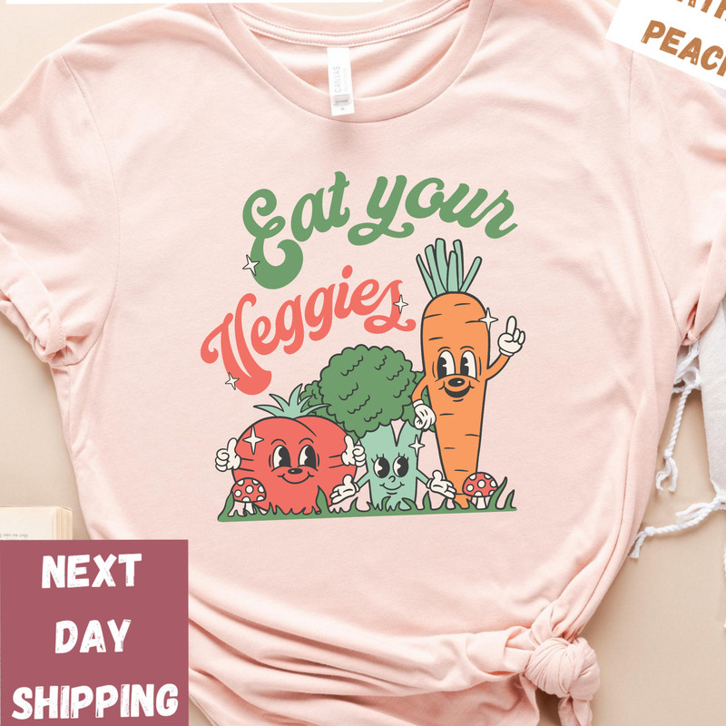 Eat Your Veggies Retro Graphic T-Shirt, Vegan T-Shirt, Farmers Market Vegetable Tee, Plant-Based Lifestyle Shirt, Vegetarian Foodie Top - 2.jpg