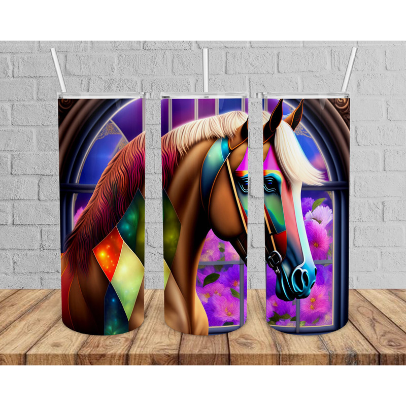 Horse Stained lass 20oz tumbler png, Colorful Horse tumbler png,Horse png, Tumbler Sublimation Design ,Horse tumbler wrap, digital download.jpg