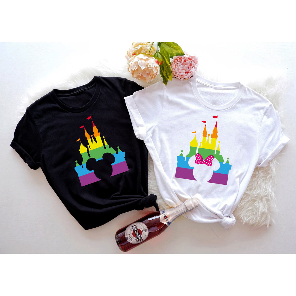 Disney Castle Family Shirt, Disney LGBT Couples Matching Shirt,Mickey Rainbow Head Shirt,Pride Tee,Gay Pride,LGBT Gifts,Disney Pride - 1.jpg