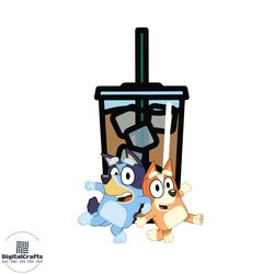 bluey with iced coffee svg cartoon svg cricut for files design