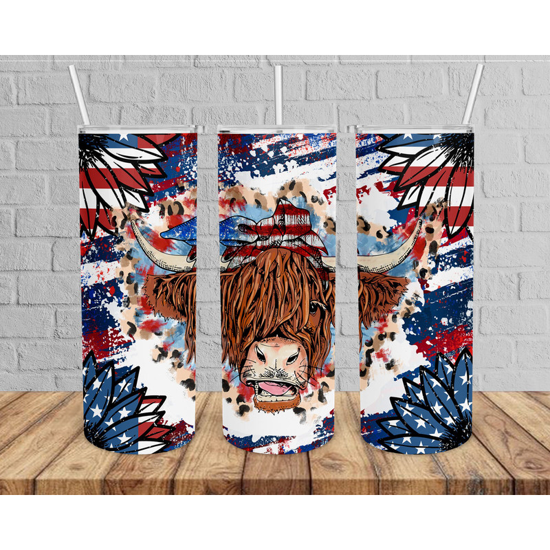 4th Of July 20oz tumbler png, Western 4th Of July Cow tumbler png, 4th Of July png, Tumbler Sublimation Design , patriotic digital download,.jpg