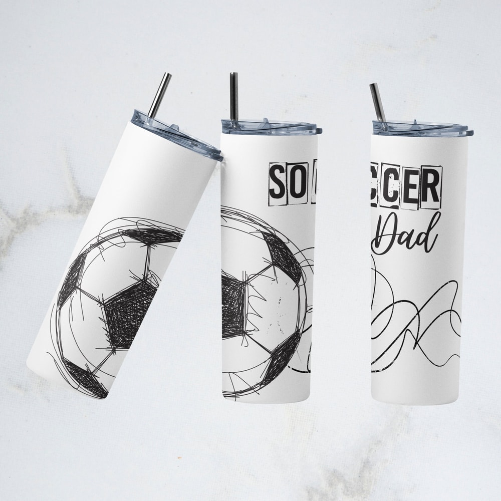 Soccer Ball Print Soccer Dad Life Sublimation Tumbler Design - 20oz Skinny Tumbler Wraps Template - PNG - 20oz Straight Tumbler.jpg
