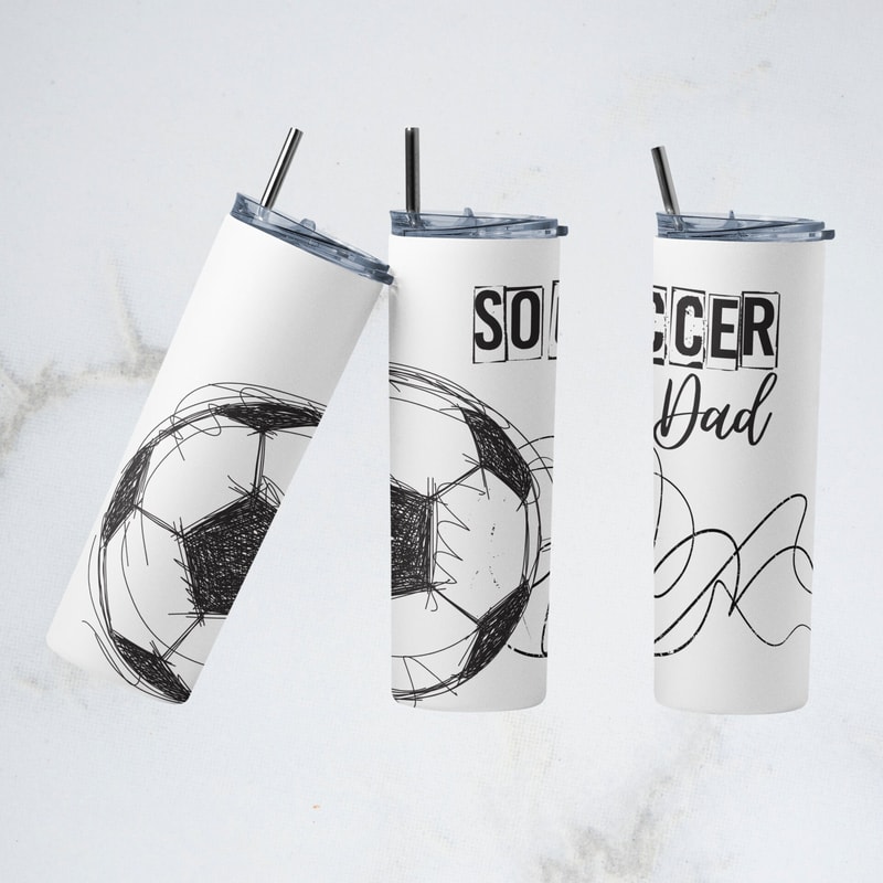Soccer Ball Print Soccer Dad Life Sublimation Tumbler Design - 20oz Skinny Tumbler Wraps Template - PNG - 20oz Straight Tumbler.jpg