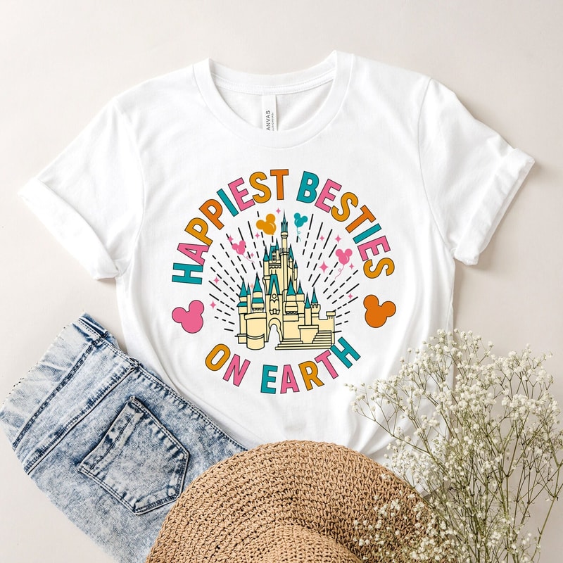 Happiest Besties On Earth Shirt, Disney Vacation T-shirt, Besties Disney Shirt, Mouse Shirt Trip, Disneyland Castle Tee, Mickey Baloon Shirt - 1.jpg