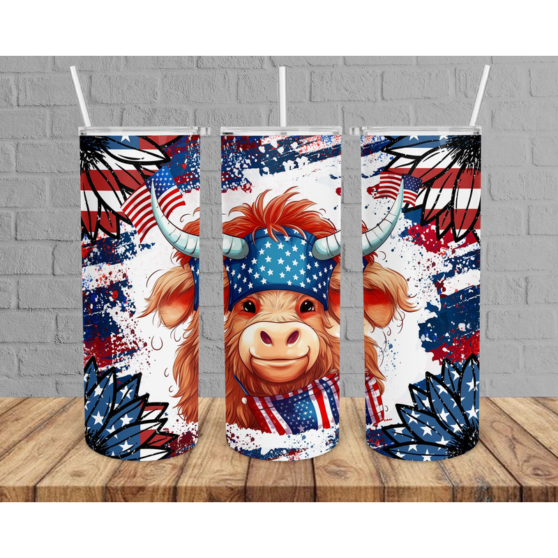 4th Of July 20oz tumbler png, Western 4th Of July Cow tumbler png, 4th Of July png, Tumbler Sublimation Design , patriotic digital download,-1.jpg