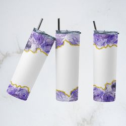 purple ink tumbler, alcohol ink straight tapered wrap skinny tumbler, purple ink sublimation wrap skinny tumbler