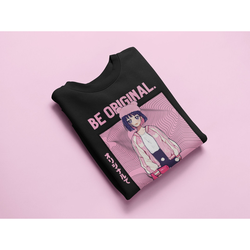Be Original Sweatshirt Cute T-Shirt, Kawaii Sweatshirt, Cute Gift, Pink Sweatshirt, Aesthetic T-Shirt, Anime Sweatshirt, Kawaii Clothing - 1.jpg