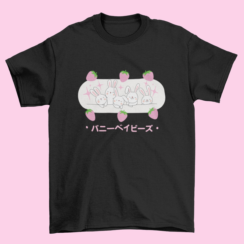 Bunny Babies T-Shirt Cute T-Shirt, Kawaii T-Shirt, Cute Gift, Pink T-Shirt, Aesthetic T-Shirt, Anime T-Shirt, Kawaii Clothing - 2.jpg