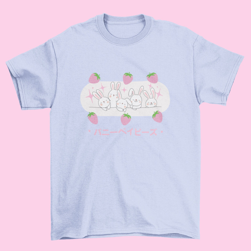 Bunny Babies T-Shirt Cute T-Shirt, Kawaii T-Shirt, Cute Gift, Pink T-Shirt, Aesthetic T-Shirt, Anime T-Shirt, Kawaii Clothing - 3.jpg