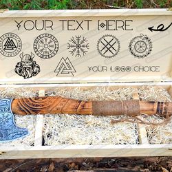 viking axe engraved & personalized wooden box gift for husband/men on wedding, anniversary, birthday, groomsmen ,gift