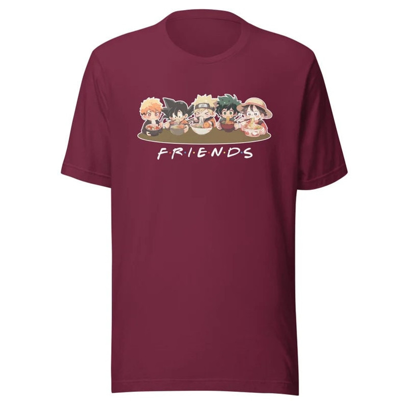 Friends Kawaii Ramen T-Shirt (featuring Ichigo, Goku, Naruto, Midoriya, Luffy), Anime Vintage 90s T-shirt, Anime Graphic Tee, Gifts For Fan - 6.jpg