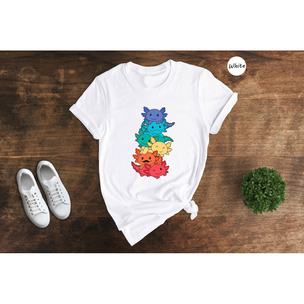Gay Pride Axolotl T-shirt, LGBT Kawaii Axolotl Tee, Cute Anime Rainbow Gift, Gay Pride LGBTQ Shirt, Lesbian Gift - 1.jpg