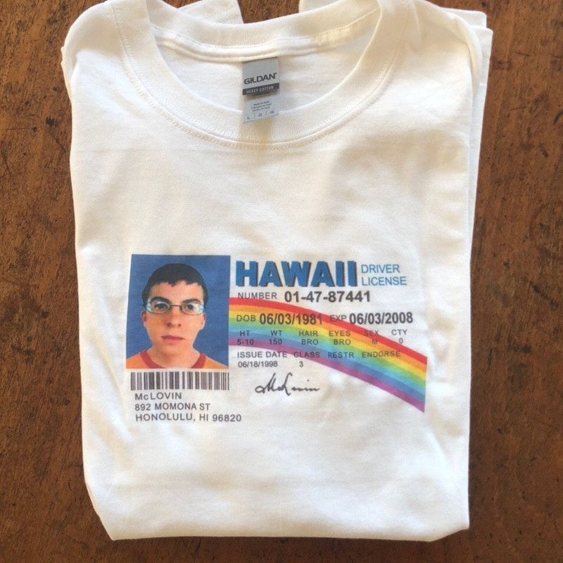 Mclovin from Superbad White Graphic vintage-style T-Shirt (unisex) - 1.jpg