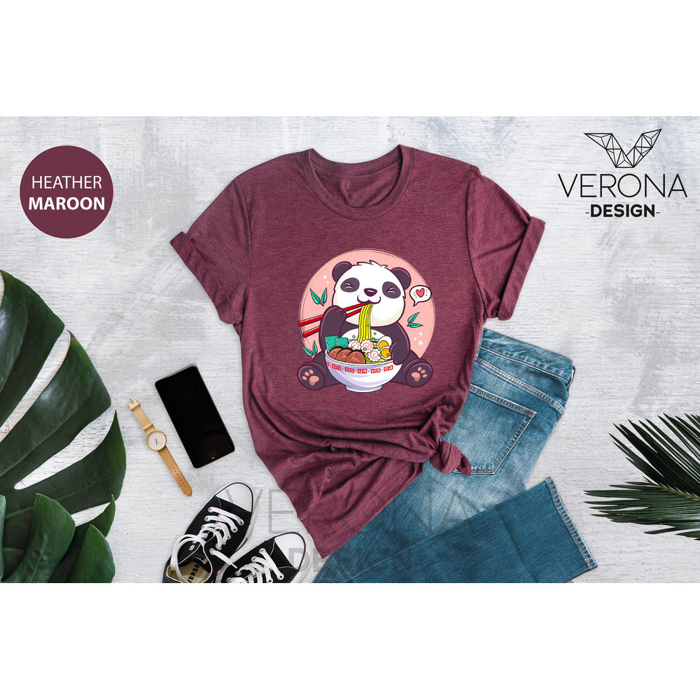Panda Ramen Shirt, Ramen Shirt, Panda Shirt, Anime Panda Shirt, Panda Lover Shirt, Panda With Ramen, Food Clothing, Anime Ramen Shirt - 4.jpg