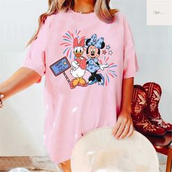 disney happy independence day, cute minnie mouse and daisy duck, 4th of july retro shirt,  disneyland trip, indepedence