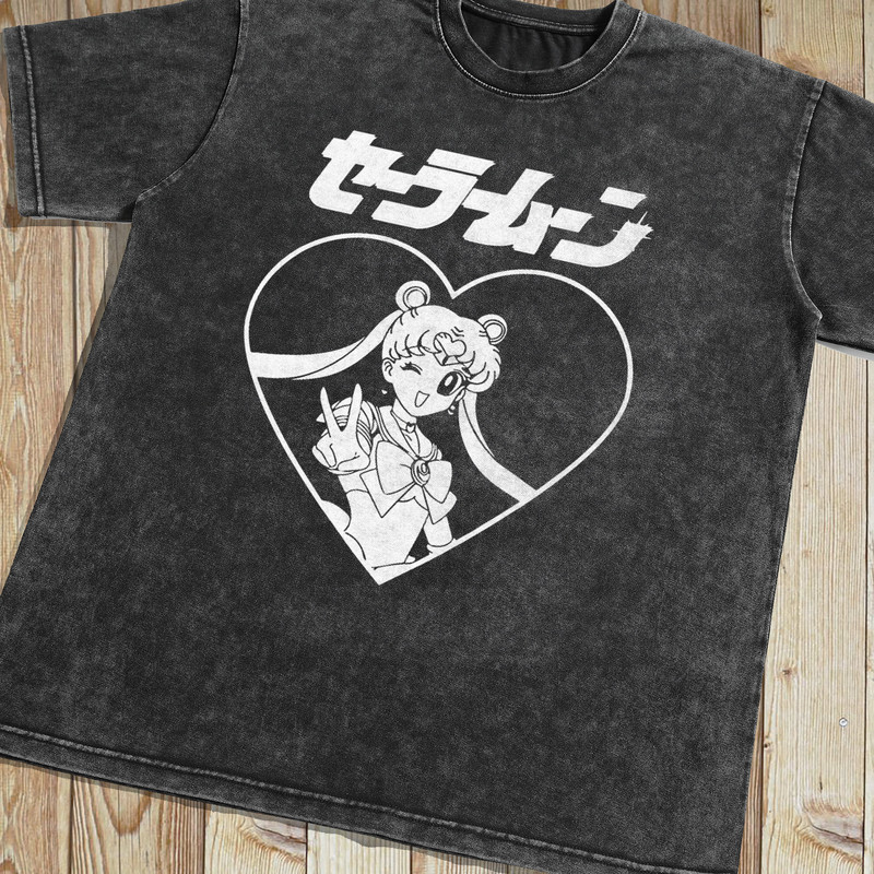 Sailor Moon Vintage Washed T-shirt, Anime Manga Graphic Tee Gift For Women, Retro 90's Unisex Shirt Gift - 2.jpg