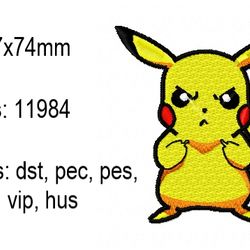 pikachu embroidery design