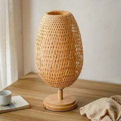 Japanese Zen Style Bamboo Woven Desk Lamp