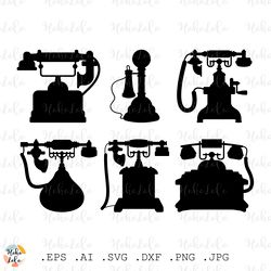 Retro Phone Svg, Vintage Phone Clipart Png, Retro Phone Stencil Dxf, Retro Phone Clipart Png, Retro Phone Cricut