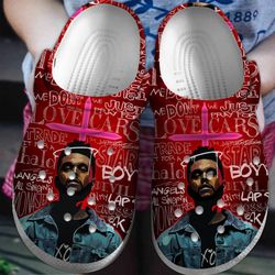 the weeknd crocs, music crocs, the weeknd clog shoes unisex, singer crocs, r&b crocs, pop music sandals, the weeknd