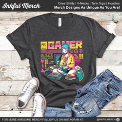 anime japanese retro gamer girl shirt