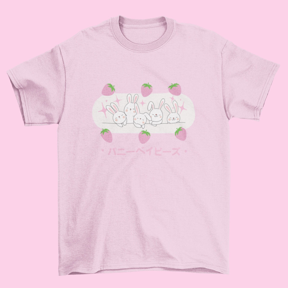 Bunny Babies T-Shirt Cute T-Shirt, Kawaii T-Shirt, Cute Gift, Pink T-Shirt, Aesthetic T-Shirt, Anime T-Shirt, Kawaii Clothing - 1.jpg