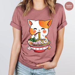 cat ramen t-shirt, kawaii anime shirt, japanese shirt, korean noodle shirt, cute asian food tee, ramen kitten graphic te