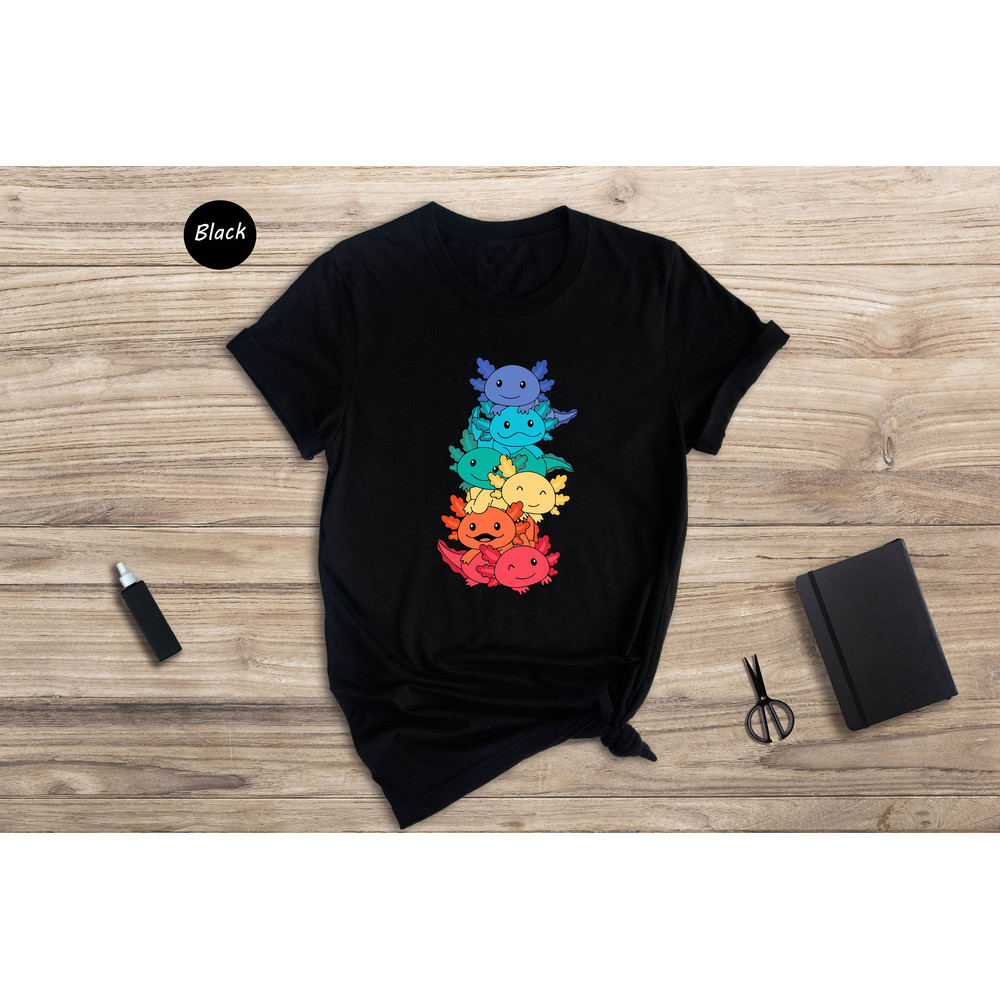 Gay Pride Axolotl T-shirt, LGBT Kawaii Axolotl Tee, Cute Anime Rainbow Gift, Gay Pride LGBTQ Shirt, Lesbian Gift - 3.jpg