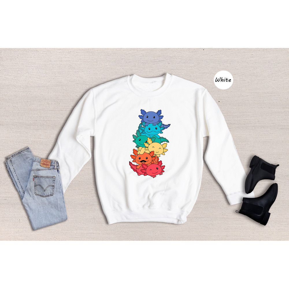 Gay Pride Axolotl T-shirt, LGBT Kawaii Axolotl Tee, Cute Anime Rainbow Gift, Gay Pride LGBTQ Shirt, Lesbian Gift - 8.jpg