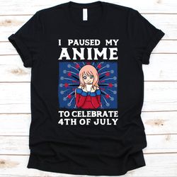 i paused my anime to celebrate 4th of july shirt, cute anime lover shirt, manga, japan anime t-shirt, us flag, july 4th,