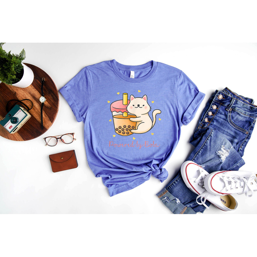 Powered By Boba T-Shirt - Bubble Tea Lover Cat Tee - Kitty Heart Tees - Drinks Bubble Tea Gift - Bubble Tea Lover T Shirt - Korean Fashion - 3.jpg