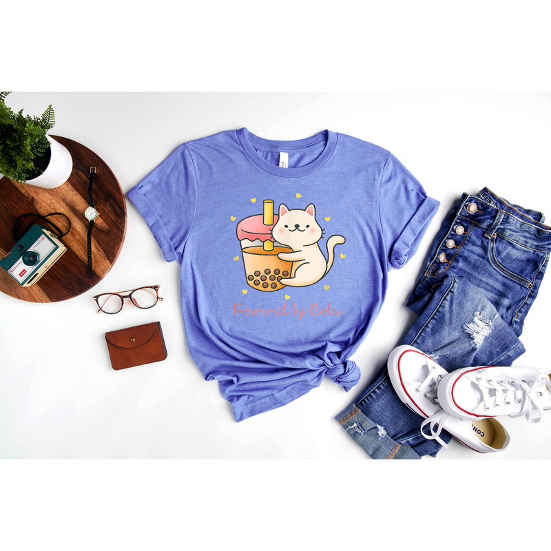 Powered By Boba T-Shirt - Bubble Tea Lover Cat Tee - Kitty Heart Tees - Drinks Bubble Tea Gift - Bubble Tea Lover T Shirt - Korean Fashion - 3.jpg