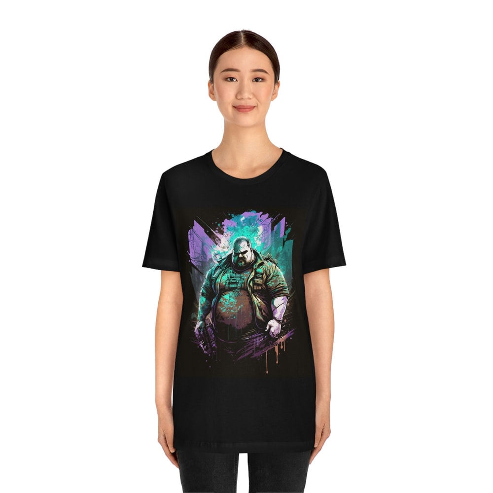 Synthwave Plus-sized Superhero Man Tshirt, Futuristic Sci-Fi T-shirt, Cyber Punk Shirt, Buff Streetwear Graphic Tee, Cyberpunk Obese Anime - 2.jpg