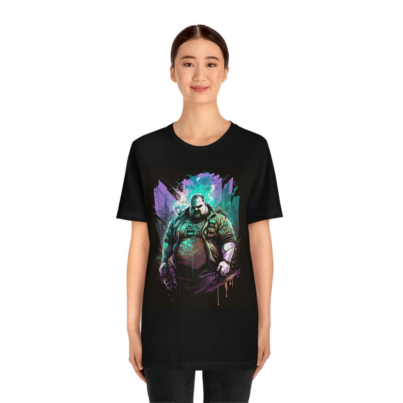 Synthwave Plus-sized Superhero Man Tshirt, Futuristic Sci-Fi T-shirt, Cyber Punk Shirt, Buff Streetwear Graphic Tee, Cyberpunk Obese Anime - 2.jpg