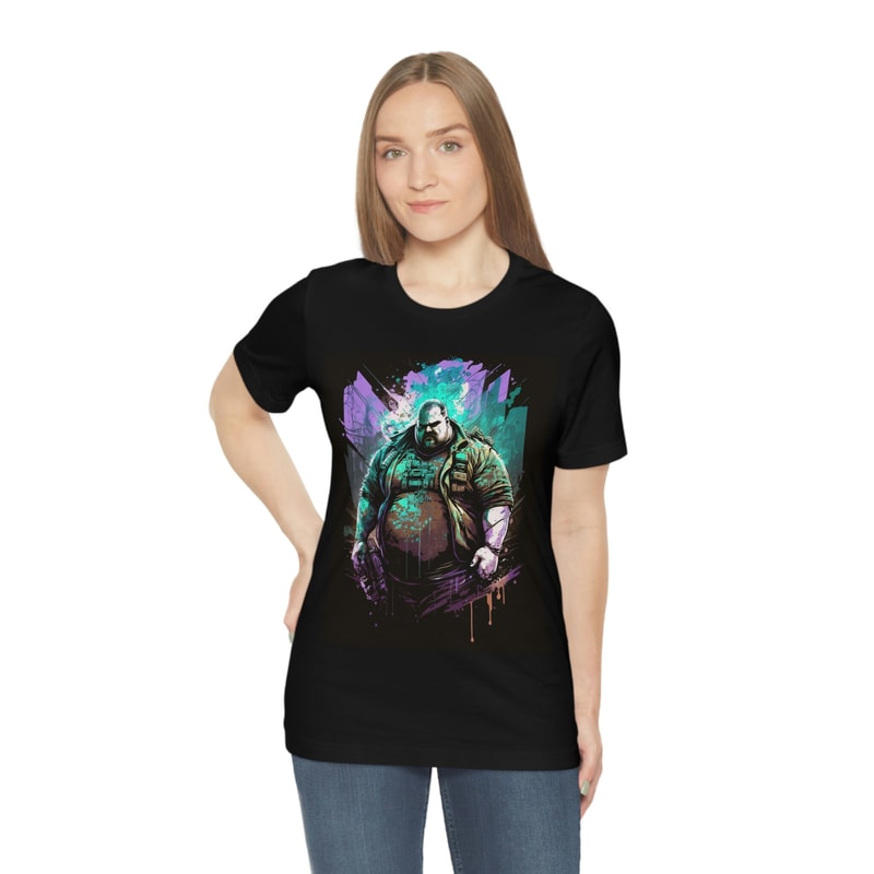 Synthwave Plus-sized Superhero Man Tshirt, Futuristic Sci-Fi T-shirt, Cyber Punk Shirt, Buff Streetwear Graphic Tee, Cyberpunk Obese Anime - 4.jpg